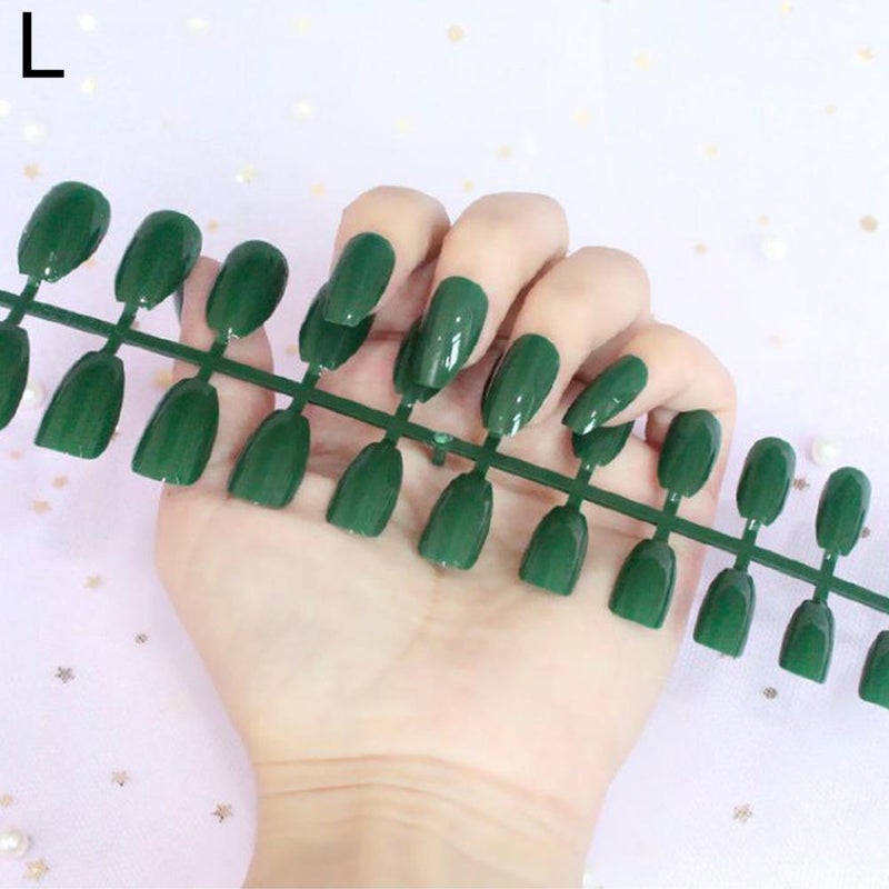 24pcs Solid Color Long Ballet Nail Strips, Top Coat, False Nail Stickers, Solid Color Coffin Nail Style